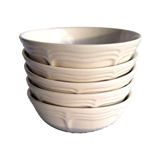 5 Thomson Bianca White 5 1/2” Fruit/ Dessert /Sauce Bowl-Embossed Lines - Picture 2 of 7